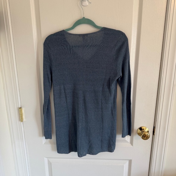 Women's Eileen Fisher blue/gray linen and nylon sweater Petitie Medium - Picture 4 of 5